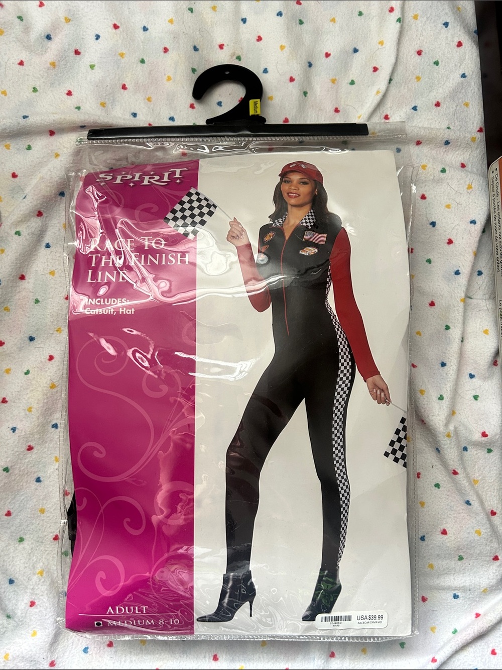 Spirit Black Jumpsuit with Red Sleeves and Checkered Side Panels